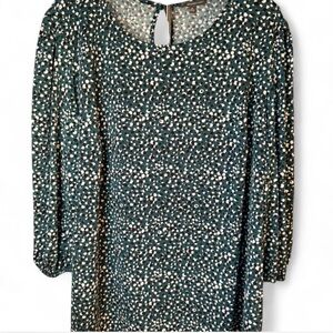 Adrianna Papell Green and White & Black Polka-Dots Blouse